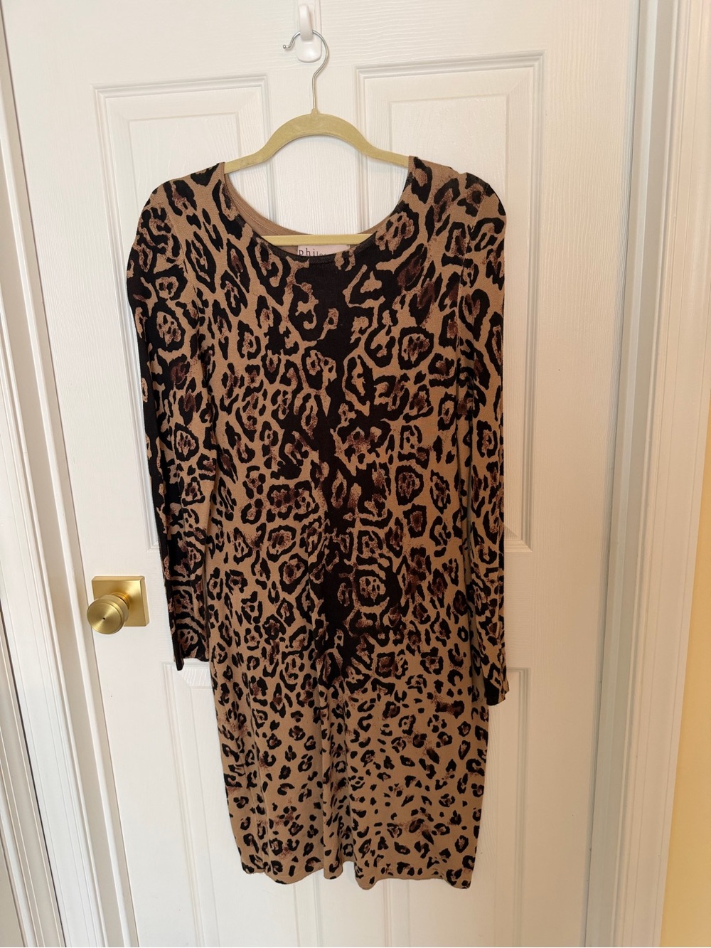 Philosophy Leopard Print Long Sleeve Shift Dress - Brown & Black